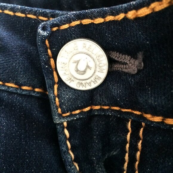 True Religion Stealth Stella Jeans Sz 26 Twisted Seams Slim Leg Dark Low Rise - Picture 5 of 12